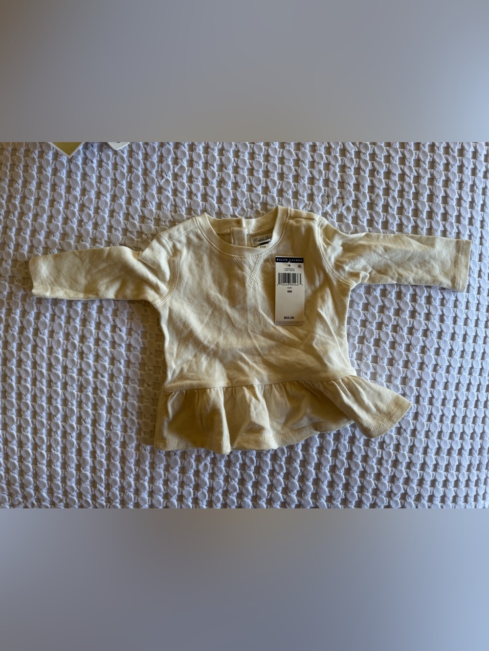Ralph Lauren Baby Girls 9M Cream Peplum Sweatshirt Top NWT - Picture 2 of 7